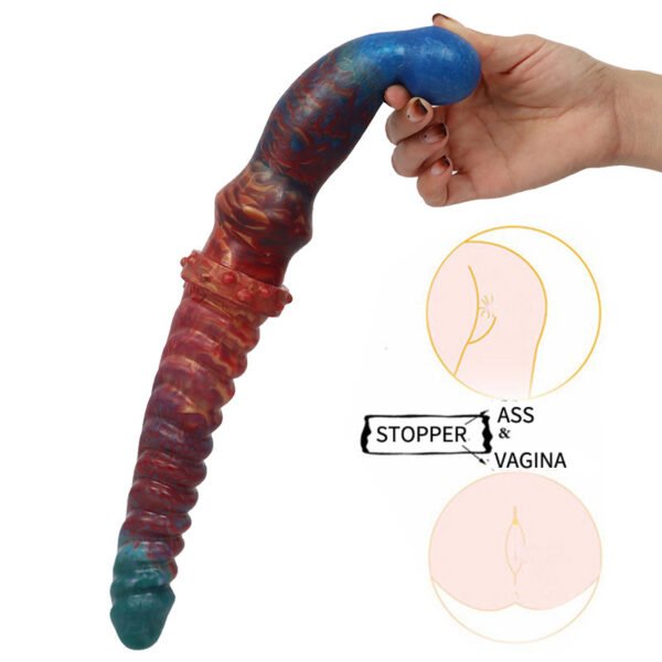 Color Double Head Dildo Fishbone Pattern Butt Plug For Women - Image 3