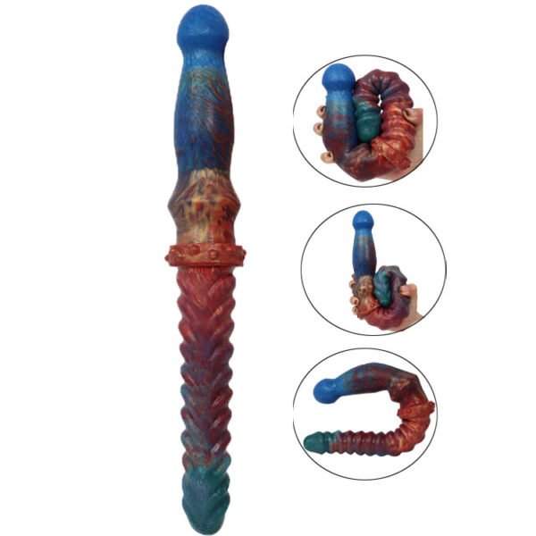Color Double Head Dildo Fishbone Pattern Butt Plug For Women - Image 6